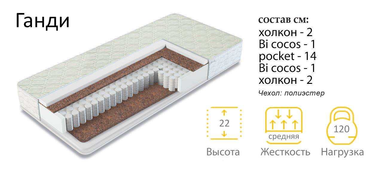 матрас средней жесткости ганди в Братске