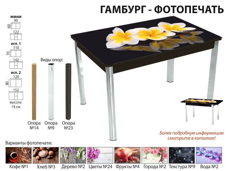 стол обеденный гамбург фотопечать в Братске