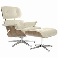 кресло eames style lounge chair & ottoman кремовое в Братске