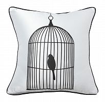 подушка с птичкой в клетке birdie in a cage white в Братске