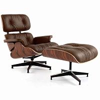 кресло eames style lounge chair & ottoman premium коричневое в Братске