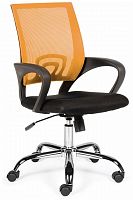 кресло компьютерное спринг(orange - black) база хром / оранжевая сетка / черная ткань в Братске