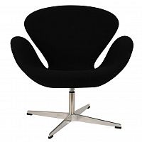 кресло arne jacobsen style swan chair черная шерсть в Братске