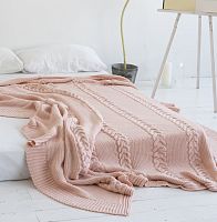 комплект плед с косами (180*220) и 2 наволочки (50*50) св. персик в Братске
