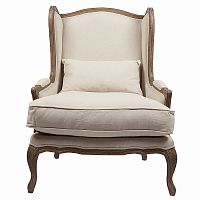 кресло мягкое с ушами lorraine chair with burlap бежевое в Братске