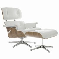 кресло eames style lounge chair & ottoman белое в Братске