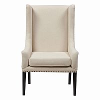 кресло мягкое с ушами белое nailhead fabric armchair в Братске