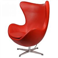 кресло arne jacobsen style egg chair кожа красное в Братске