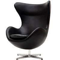 кресло с подлокотниками arne jacobsen style egg chair черное в Братске