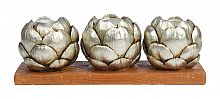 подсвечник сеербряный на 3 свечи на подставке шишки fir cone, 28 см в Братске