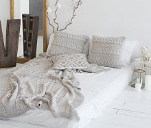 комплект плед с косами (180*220) и 2 наволочки (50*50) лён в Братске