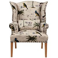 кресло мягкое с ушами quinn tufted armchair бежевое с рисунком в Братске