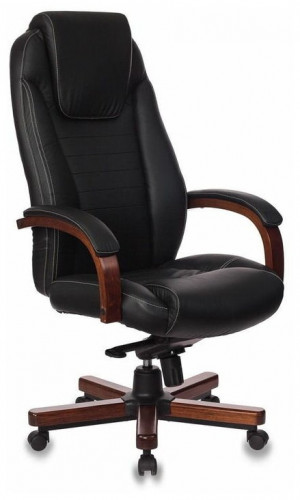 кресло для руководителя бюрократ бюрократ t-9923 walnut, обивка: натуральная кожа, цвет: кожа (black) в Братске